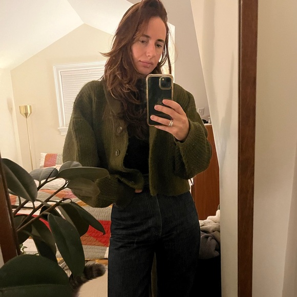 Ozma alpaca cardigan sweater in green sz M - Picture 2 of 9